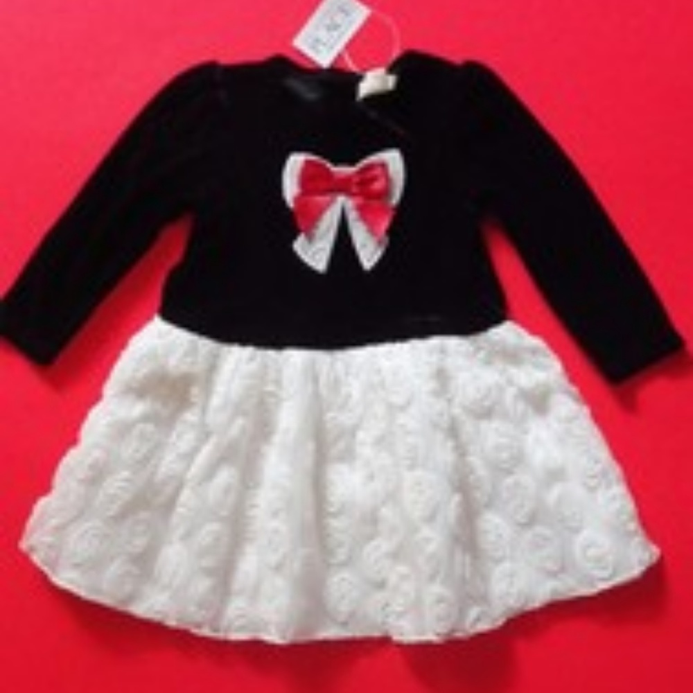 Infant Girl Christmas Holiday Black Ivory Red Dress Panties Sizes 6-9,12 Months